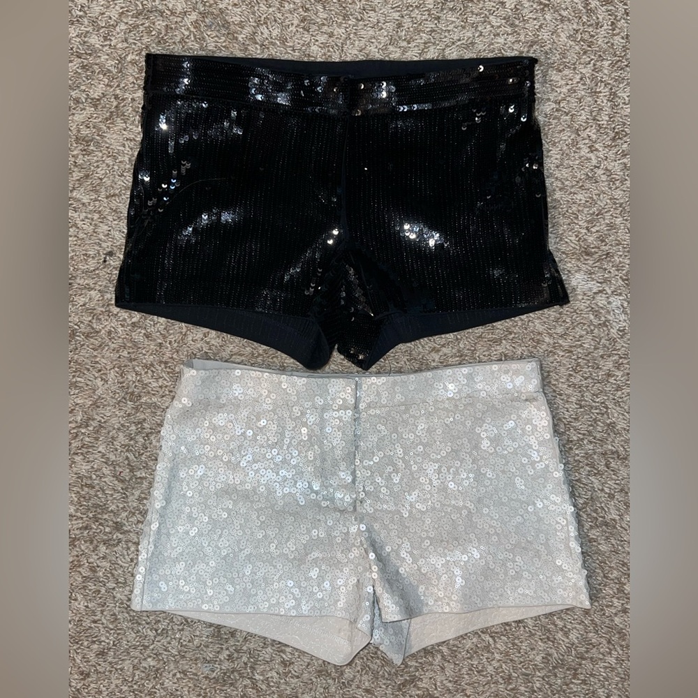 Beautiful Express New WOT Black and Taupe cream Sequin 2 Shorts, dress party